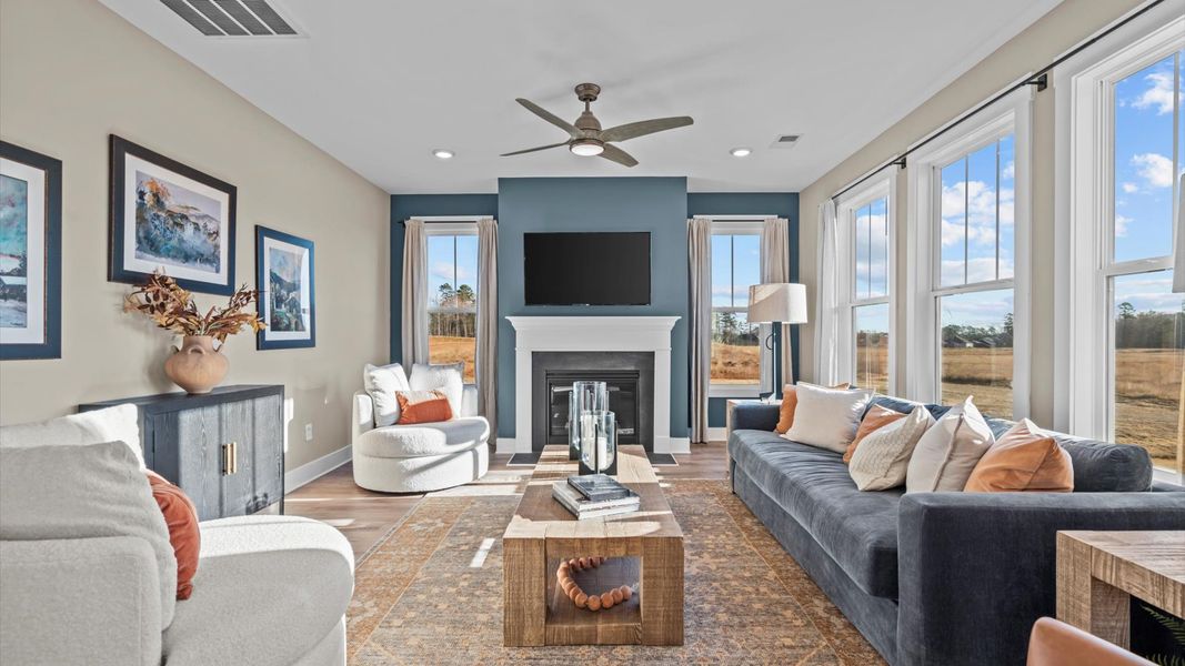 Family Room of The Drayton Design by DRB Homes