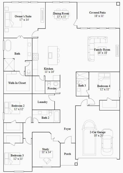 2D floor plan layout of this home in Jordan Ranch: Pinnacle Collection, Fulshear, TX (Image 2).