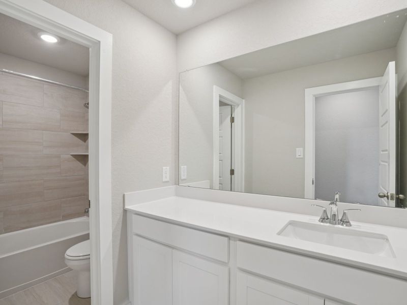 Secondary Bathroom in the Medina floorplan at a Meritage Homes community. Secondary Bathroom in the Medina floorplan at a Meritage Homes community.