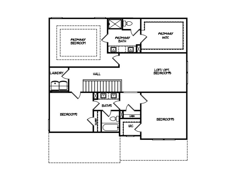 2D floor plan layout for the The Farmington by My Home Communities in Legends at Old Monroe, Monroe, GA (Image 4).