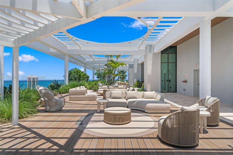 Exterior details and patio area of a home in 72 Park, Miami Beach (Image 22).