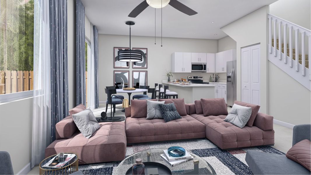 Water Lilly plan great room Water Lilly plan great room