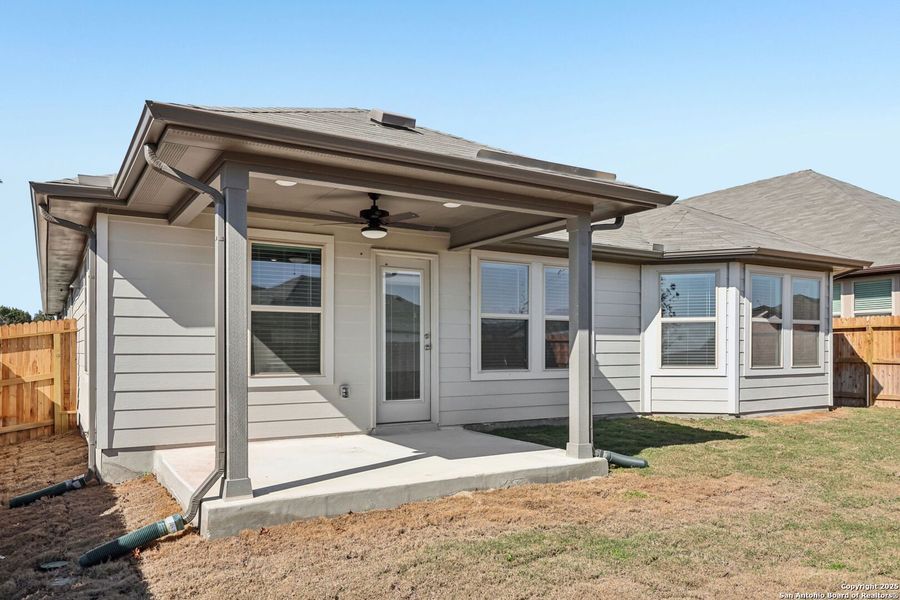 Exterior details and patio area of a home in Legendary Trails - Classic Series, Cibolo (Image 3). Exterior details and patio area of a home in Legendary Trails - Classic Series, Cibolo (Image 3).