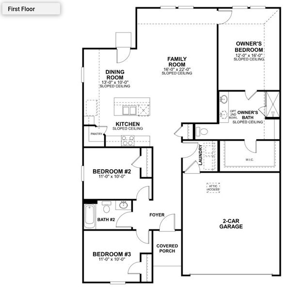 2D floor plan layout of this home in Cascades at Onion Creek, Austin, TX (Image 6). 2D floor plan layout of this home in Cascades at Onion Creek, Austin, TX (Image 6).