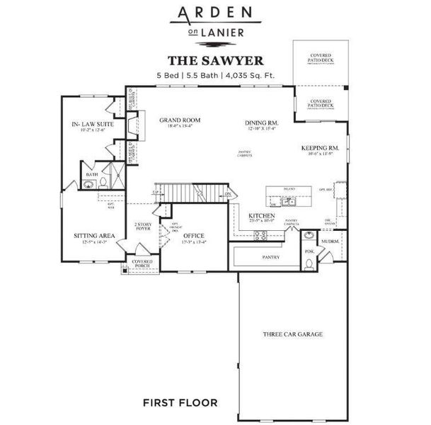 2D floor plan layout of this home in Arden on Lanier, Cumming, GA (Image 6).