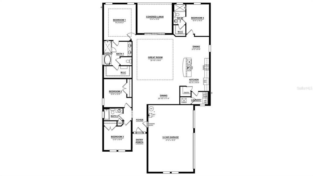 2D floor plan layout of this home in Legacy Preserve, Parrish, FL (Image 2).
