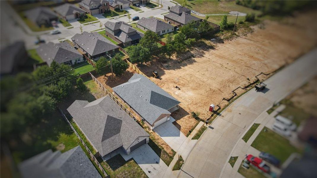 Aerial perspective of suburban area