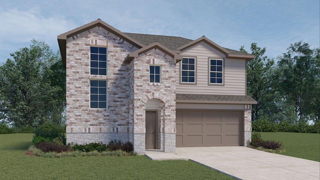 Representative exterior photo of a completed home built from the X35K - THE KENDALL by D.R. Horton in Abbey Glen, Lubbock, TX (Image 2).