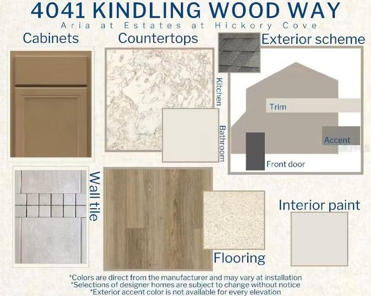 Sample of building materials used in homes in Estates at Hickory Cove - Bungalows, St. Cloud (Image 4). Sample of building materials used in homes in Estates at Hickory Cove - Bungalows, St. Cloud (Image 4).