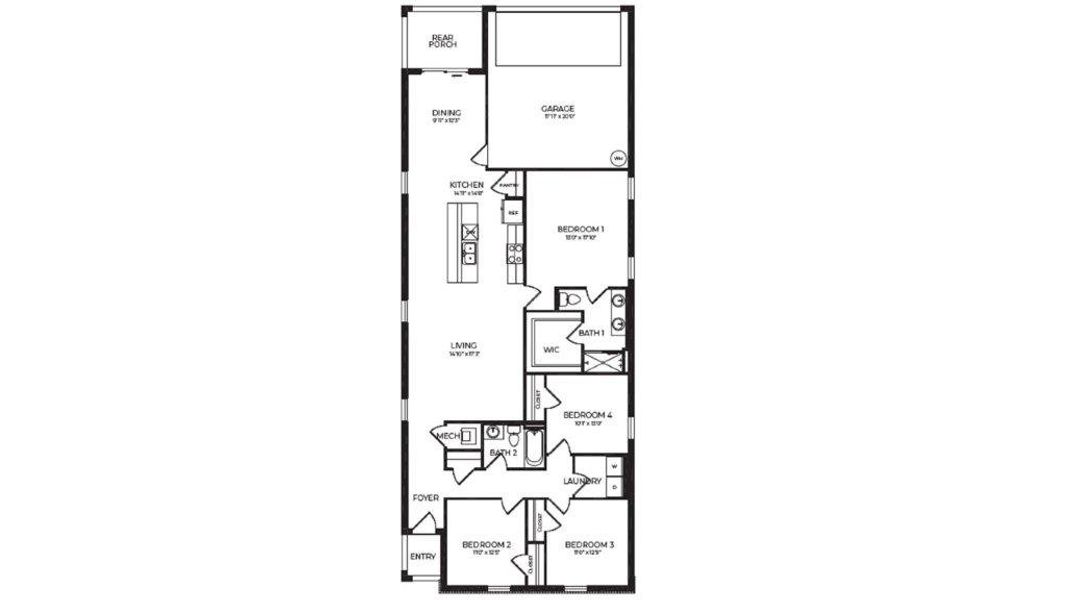 2D floor plan layout of this home in Harmony at Lake Eloise, Winter Haven, FL (Image 3).