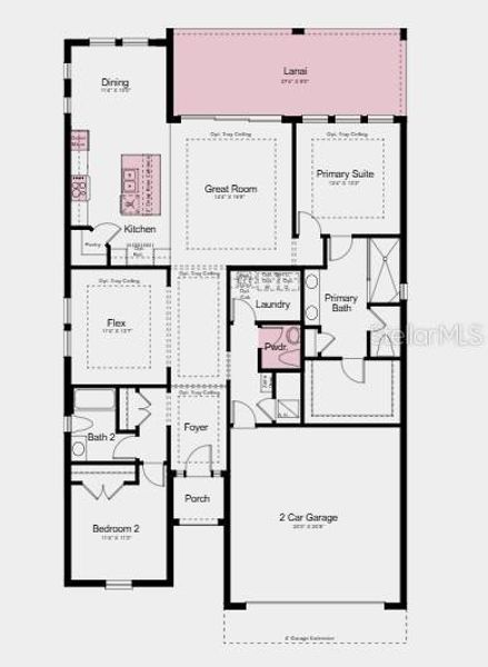 2D floor plan layout of this home in Esplanade at Coasterra, Palmetto, FL (Image 2).