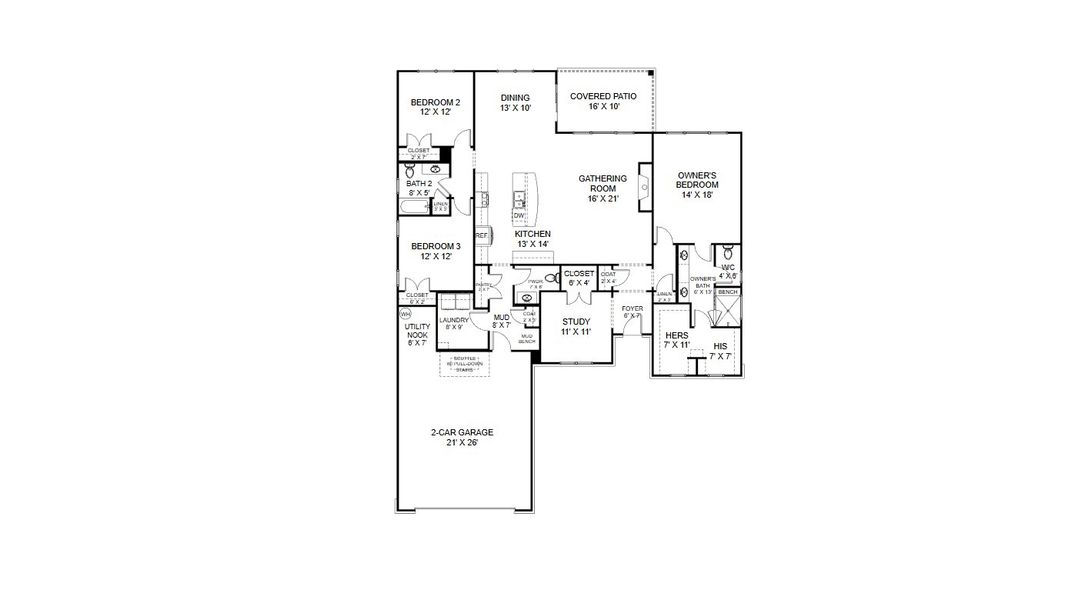 2D floor plan layout for the Willow by Cook Bros. Homes in Enclave At Harvey, Knoxville, TN (Image 3). 2D floor plan layout for the Willow by Cook Bros. Homes in Enclave At Harvey, Knoxville, TN (Image 3).