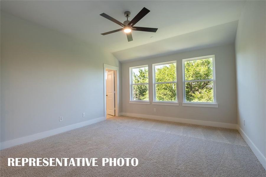 Offering a neutral color palette, this owner's suite was designed for rest and relaxation.  REPRESENTATIVE PHOTO