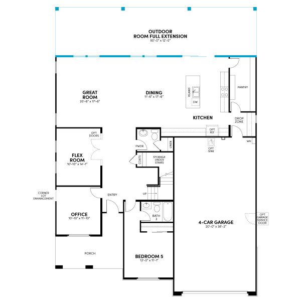 Floor 1: Outdoor Room Full Extension Option