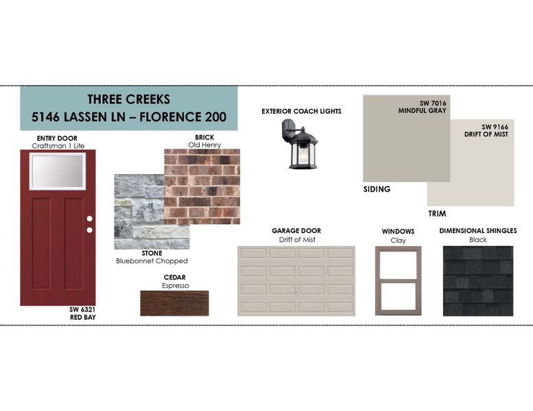 Sample of building materials used in homes in Three Creeks, Belton (Image 11). Sample of building materials used in homes in Three Creeks, Belton (Image 11).
