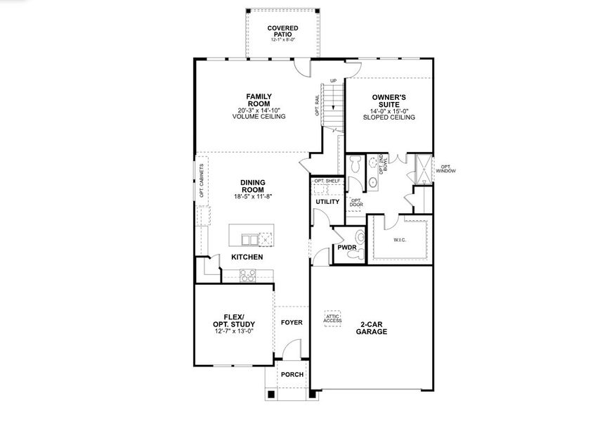 2D floor plan layout for the Whitley by M/I Homes in Summerview, Fulshear, TX (Image 6).