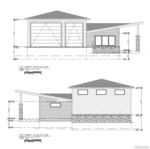 Pool house, detached garage West Elevation