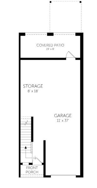2D floor plan layout for the Gwinnett - Townhomes by Dream Finders Homes in Hidden Pointe, Savannah, GA (Image 5).