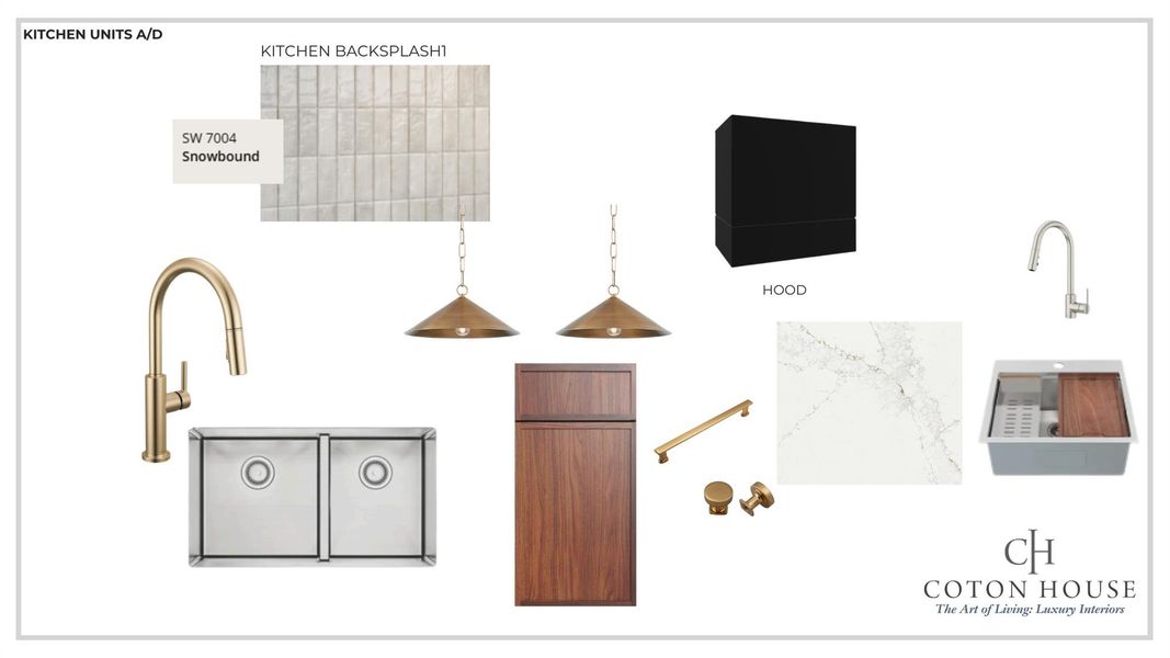 Unit A/D Kitchen selections. Exact selections possible to change due to availability or curated design.