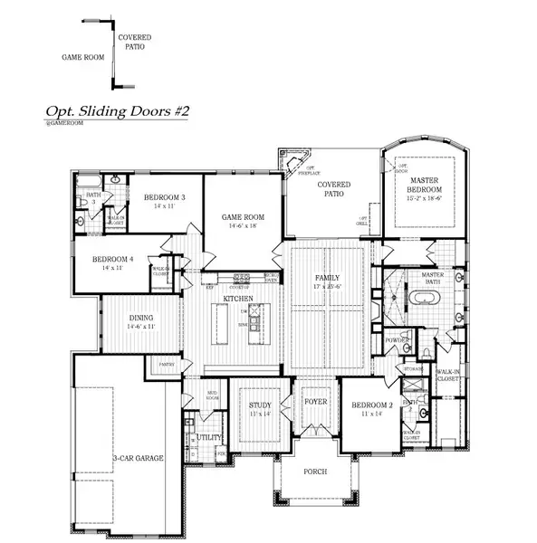 2D floor plan layout of this home in Lakeway Estates, Waxahachie, TX (Image 2).