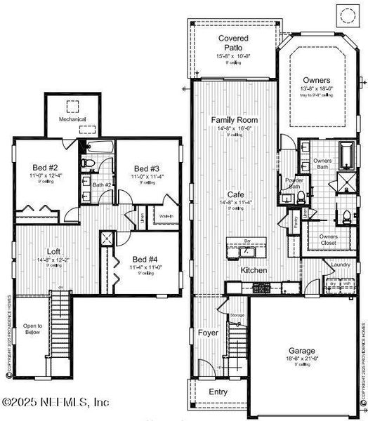 2D floor plan layout of this home in Seabrook Village at Seabrook, Ponte Vedra, FL (Image 2).