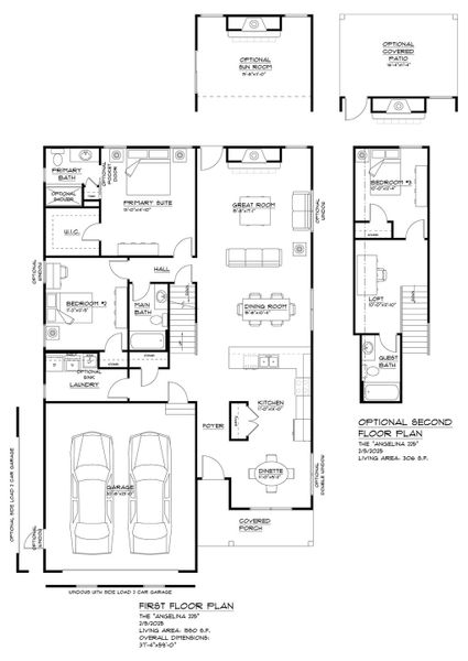 2D floor plan layout for the The Angelina by Forbes Capretto Homes in Handpicked Homesites, East Amherst, NY (Image 4).