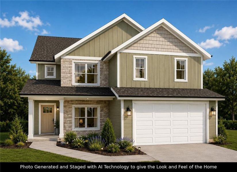 Front exterior of a new home in Ferguson Corners, Emerson, GA, highlighting curb appeal (Image 2). Front exterior of a new home in Ferguson Corners, Emerson, GA, highlighting curb appeal (Image 2).