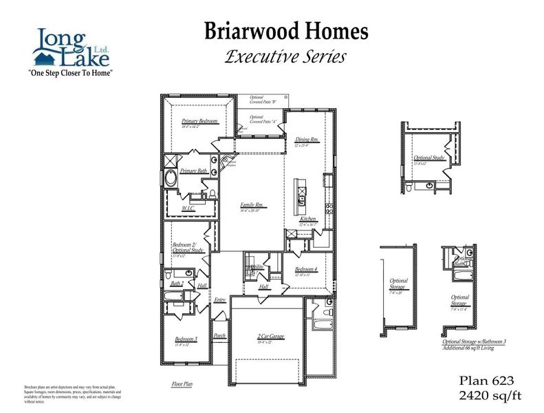 2D floor plan layout for the 623 by Long Lake Ltd. in Grand Magnolia, Magnolia, TX (Image 3).