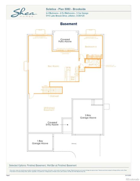 2D floor plan layout of this home in Reflection at Solstice, Littleton, CO (Image 4).