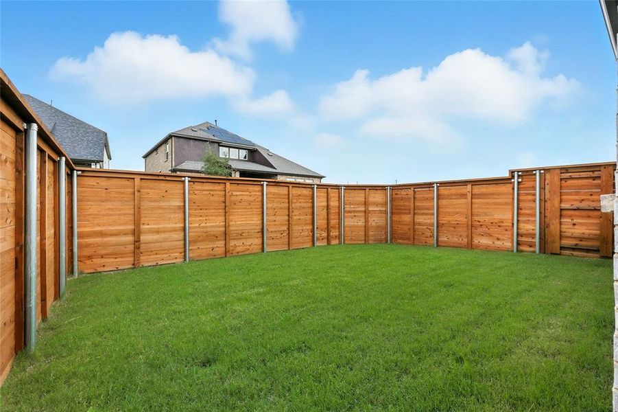 View of fenced backyard