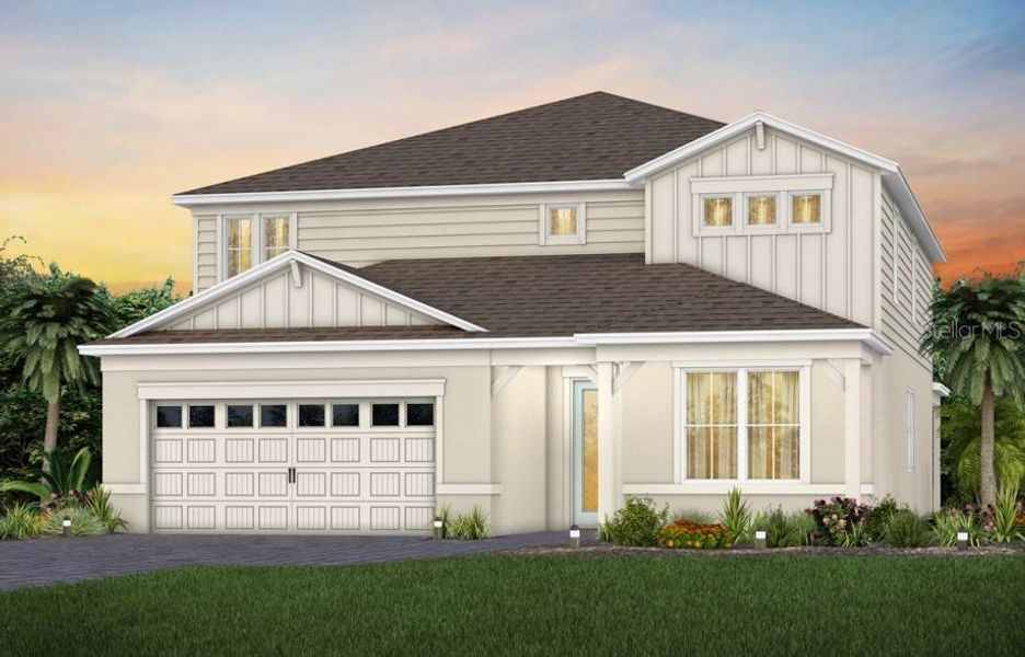 Front exterior of a new home in Willow Ridge, Montverde, FL, highlighting curb appeal (Image 1).