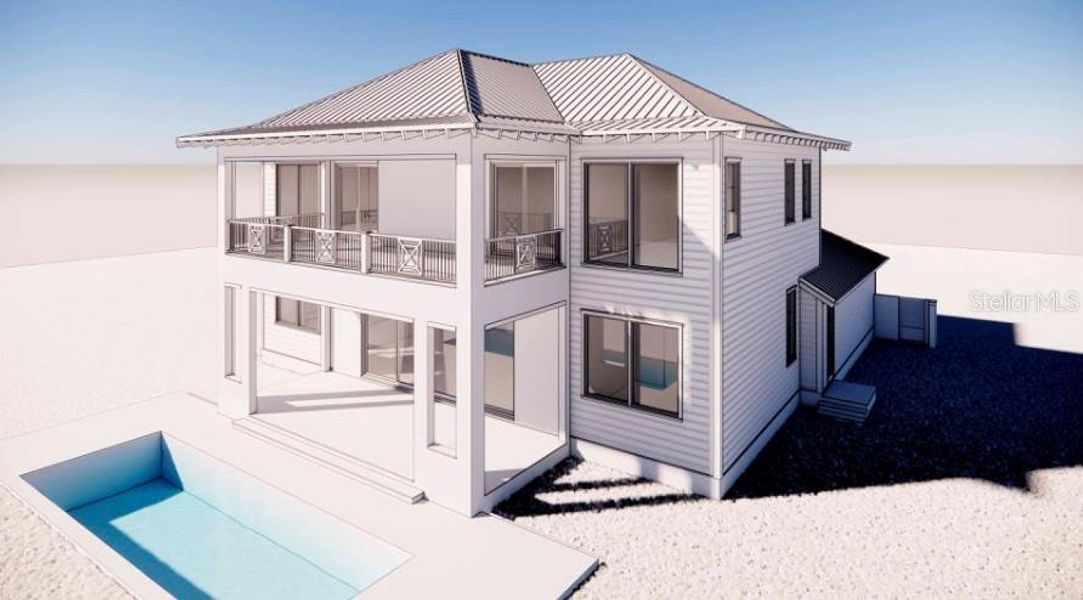 Exterior rendering of this home design in , New Smyrna Beach, FL (Image 9). Exterior rendering of this home design in , New Smyrna Beach, FL (Image 9).