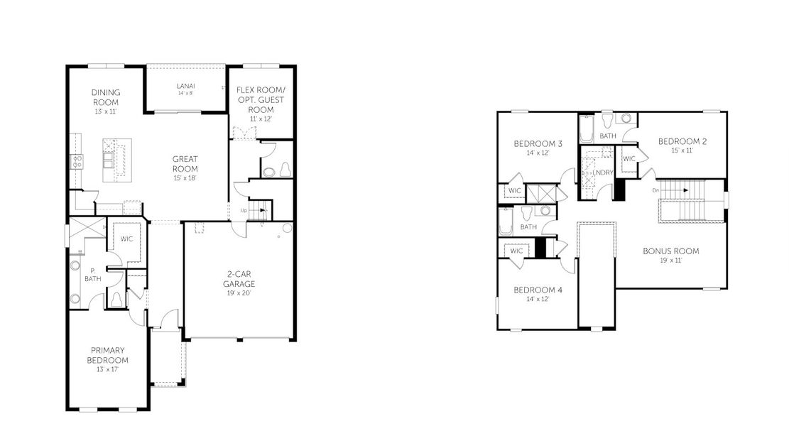 2D floor plan layout for the Captiva - 50' Homesites by Dream Finders Homes in Hills of Minneola, Minneola, FL (Image 3).