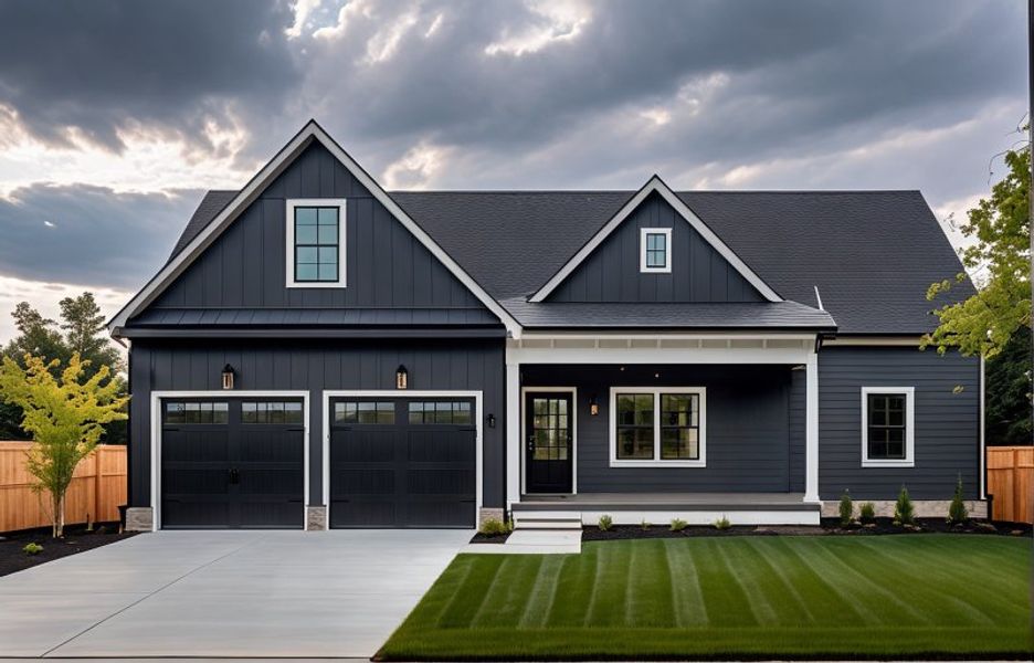 Representative exterior photo of a completed home built from the Spring Ranch by Riverstone Construction, LLC in Paxton Pointe, Hixson, TN (Image 1). Representative exterior photo of a completed home built from the Spring Ranch by Riverstone Construction, LLC in Paxton Pointe, Hixson, TN (Image 1).