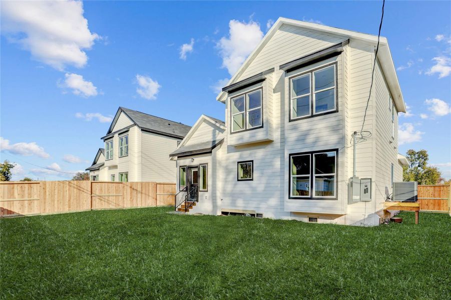 Generous lots make for a incredible spacious fully fenced backyard (grass has been digitally added).