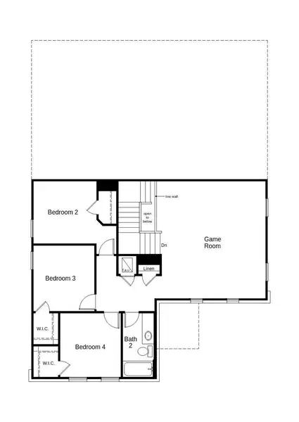 This floor plan features 4 bedrooms, 2 full baths, 1 half bath, and over 2,500 square feet of living space.