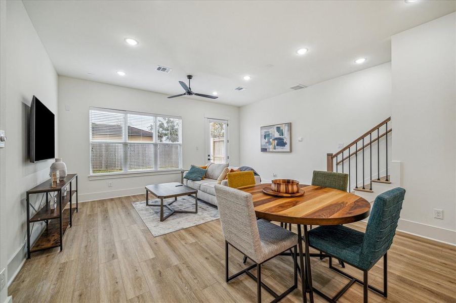 Bright and open living and dining area