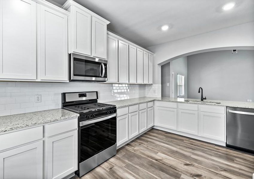 The kitchen of the Superior has sprawling granite countertops.