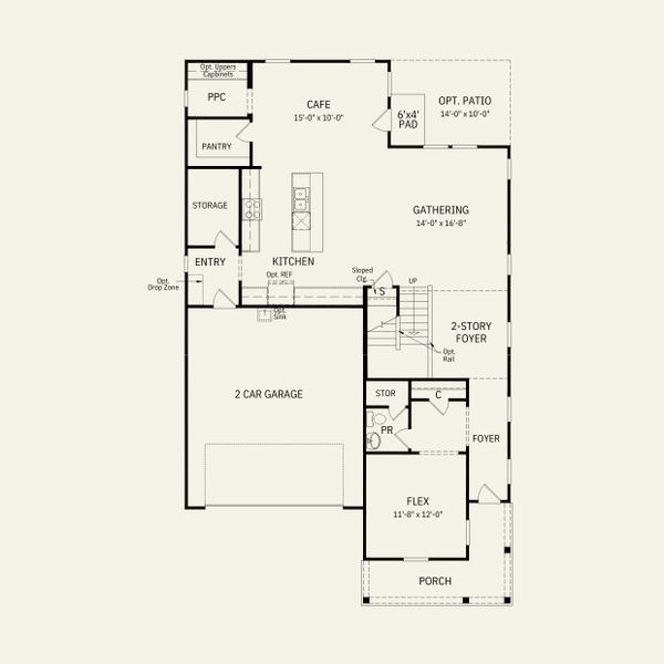 2D floor plan layout for the Leyton by Pulte Homes in Elmbrook, Indian Trail, NC (Image 5).