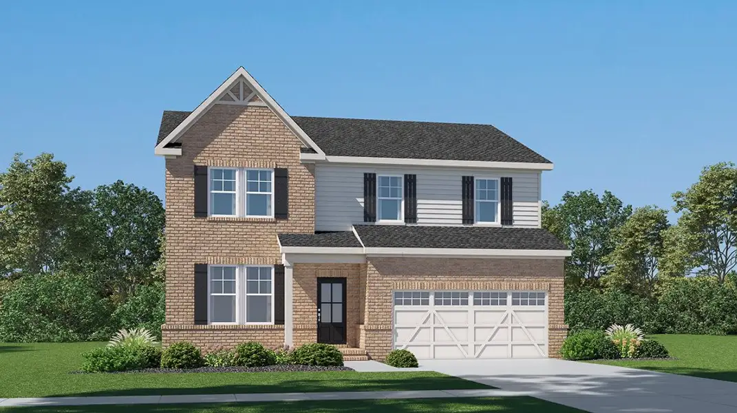 Front exterior of a new home in Lake Shore, Winder, GA, highlighting curb appeal (Image 1). Front exterior of a new home in Lake Shore, Winder, GA, highlighting curb appeal (Image 1).
