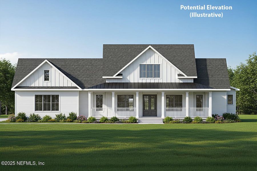 Front exterior of a new home in , Middleburg, FL, highlighting curb appeal (Image 1). Front exterior of a new home in , Middleburg, FL, highlighting curb appeal (Image 1).