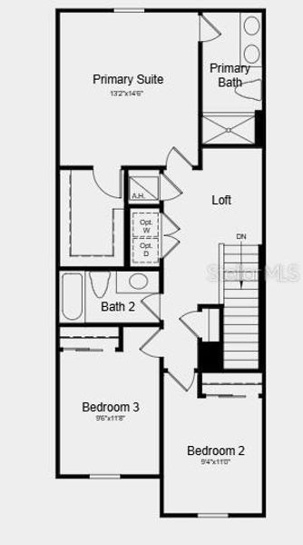 2D floor plan layout of this home in Waterstone Townhomes, Groveland, FL (Image 2).