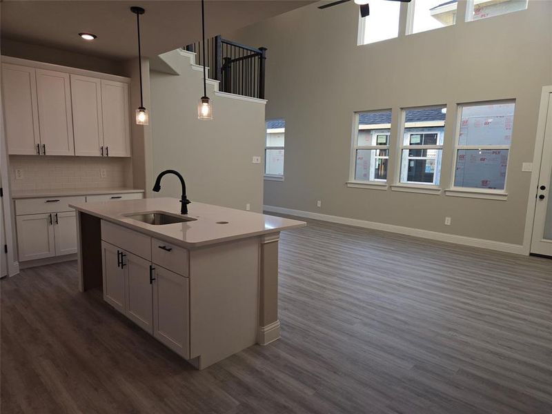 Kitchen with white cabinetry, a wealth of natural light, and sink