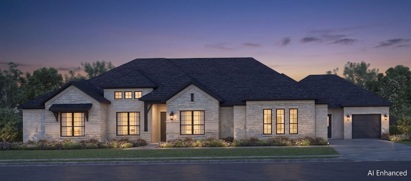 Front exterior of a new home in Berkshire Estates, Heartland, TX, highlighting curb appeal (Image 2). Front exterior of a new home in Berkshire Estates, Heartland, TX, highlighting curb appeal (Image 2).