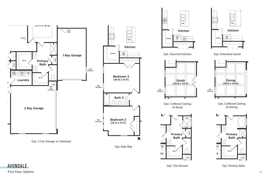 2D floor plan layout for the Avondale by DRB Homes in Bluffs at Sun Colony, Longs, SC (Image 25).