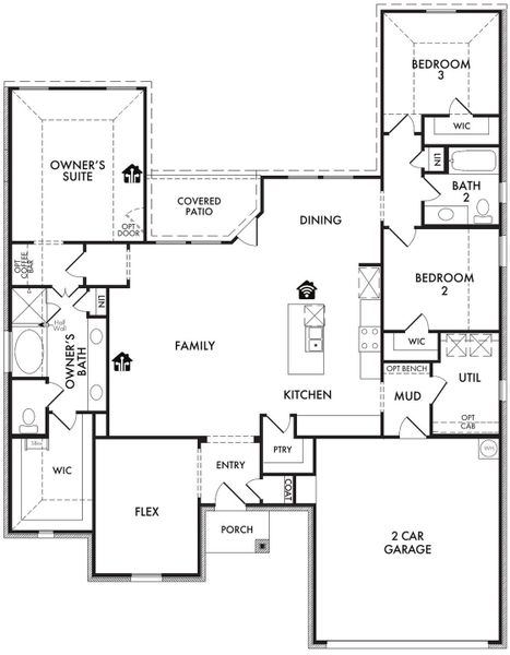 2D floor plan layout for the Alderbury by Impression Homes in Still Water Lake Estates, Godley, TX (Image 3).