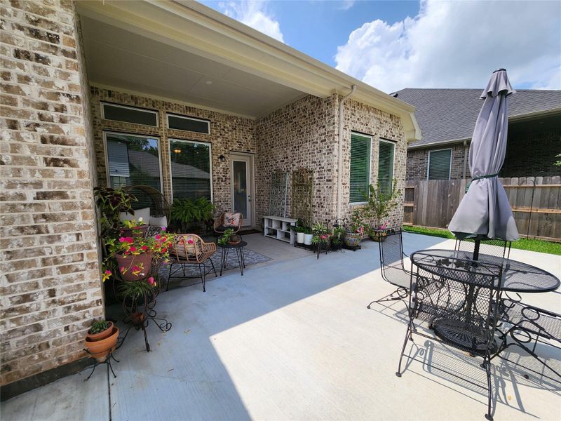 Exterior details and patio area of a home in The Woodlands Hills, Willis (Image 23).