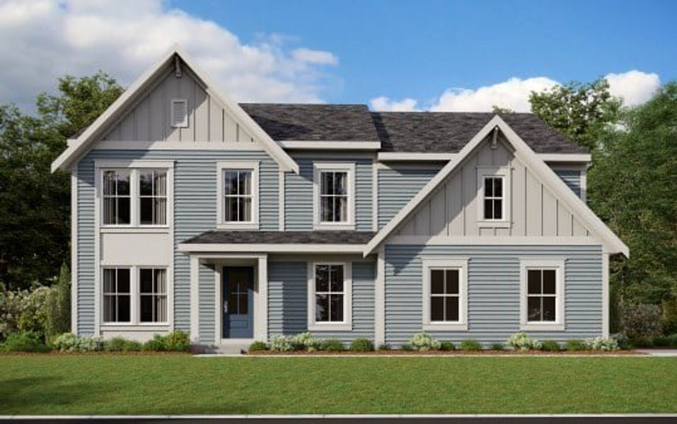 Representative exterior photo of a completed home built from the Grandin by Fischer Homes in Twin Lakes, Hoschton, GA (Image 11).