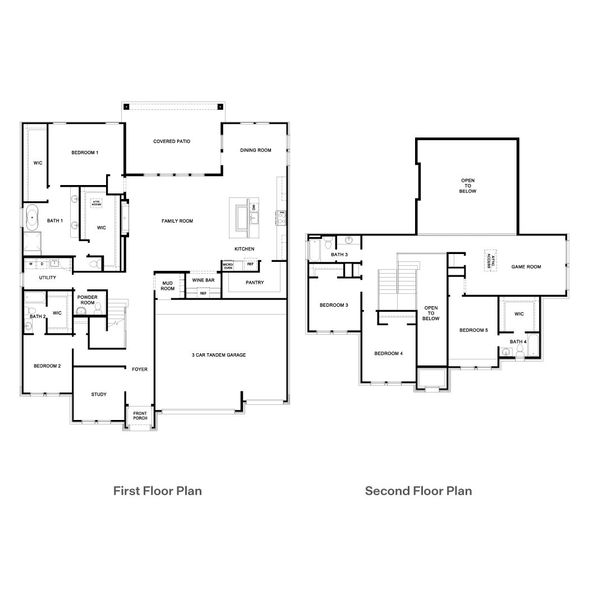 2D floor plan layout for the The Denison by D.R. Horton in Sola Vista at West Cypress Hills, Spicewood, TX (Image 3).