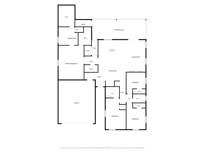 Spacious floor plan featuring a large primary bedroom with en-suite bath and walk-in closets, an open-concept living and dining area, a well-appointed kitchen, multiple additional bedrooms, and a covered patio for outdoor enjoyment.